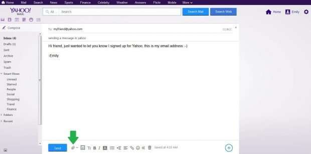 yahoo attach a file