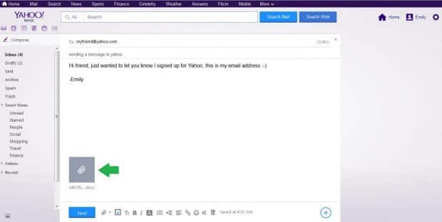 yahoo email with file attached