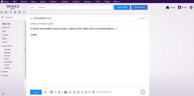 yahoo write your message