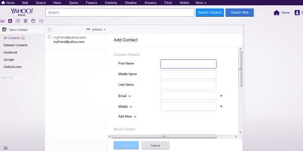 yahoo add new contact form