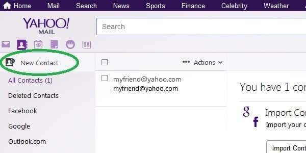 yahoo add new contact