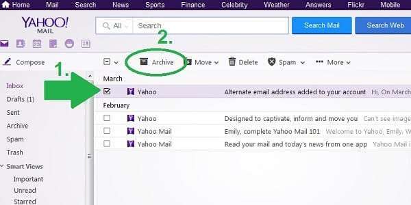 yahoo archive one message