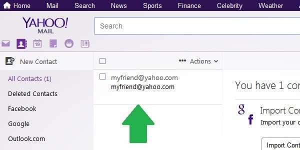 yahoo contacts list