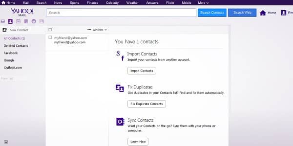 Yahoo Mail Contacts