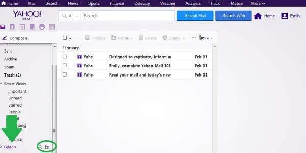 Yahoo Mail folders