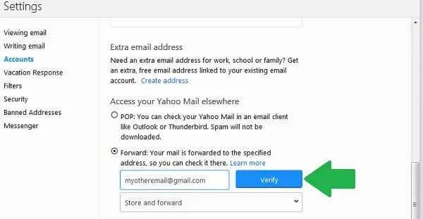 yahoo mail forwarding scroll down yahoo forward mail verify