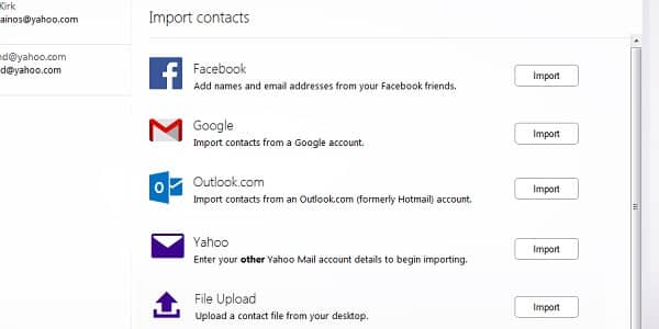 yahoo import contacts accounts