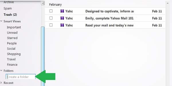 Yahoo Mail folders