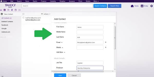 yahoo new contact info