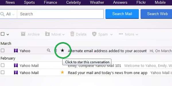 yahoo star button