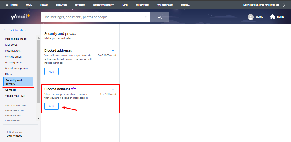 How to block emails on Yahoo