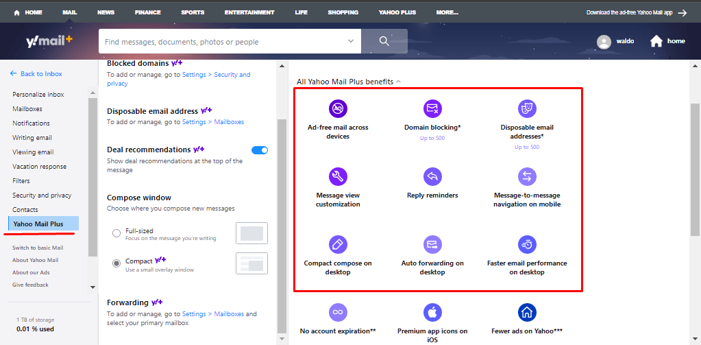 yahoo mail plus