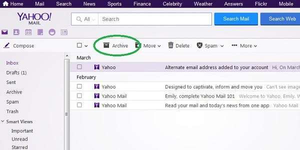 how to archive yahoo emails