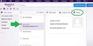 yahoo delete contact page