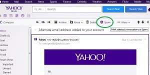 yahoo mark email as spam