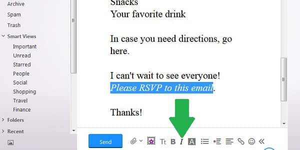 yahoo e-mail kursiv